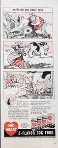 1946 Red Heart Dog Food 3 sabores perfectamente equilibrado Napoleón perro anuncio impreso - Imagen 1 de 1
