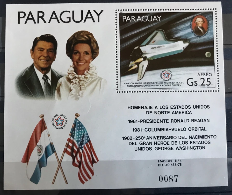 Paraguay - Space - Ronald Reagan - Washington - timbres / stamps S/S MNH** Del.5 - Image 1 of 1