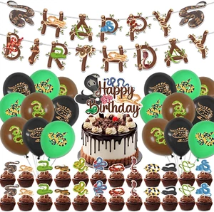 44 Pcs Snake Birthday Party Supplies Includes Snake Happy Birthday Banner, Cake  - Picture 1 of 12