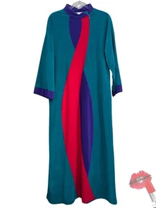 Vintage Vanity Fair Robe Medium Blue Purple Fleece Long House Coat Nightgown - Picture 1 of 15