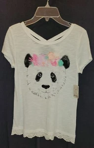 NWT MUDD Girls Size 12 Panda Bear Top With Criss-cross Back - Picture 1 of 3