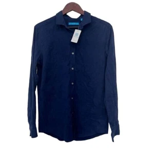 Tori Richard Mens Shirt Small Hawaiian Aloha Navy Blue Long Sleeve Button-Up NWT - Picture 1 of 8