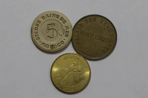🧭 🇲🇨 MONACO - 3 OLD TOKENS LOT B49 #34 YL15 - Picture 1 of 2