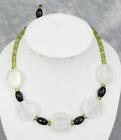 Vintage Black Green Clear Glass Bead Necklace Costume Jewelry 1950s 1960s jds2