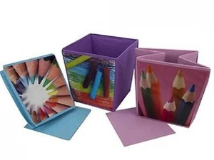 Colourful Cube Shaped Waste Paper Bin Fun And Functional Fold Away Handy Size  - Picture 1 of 1
