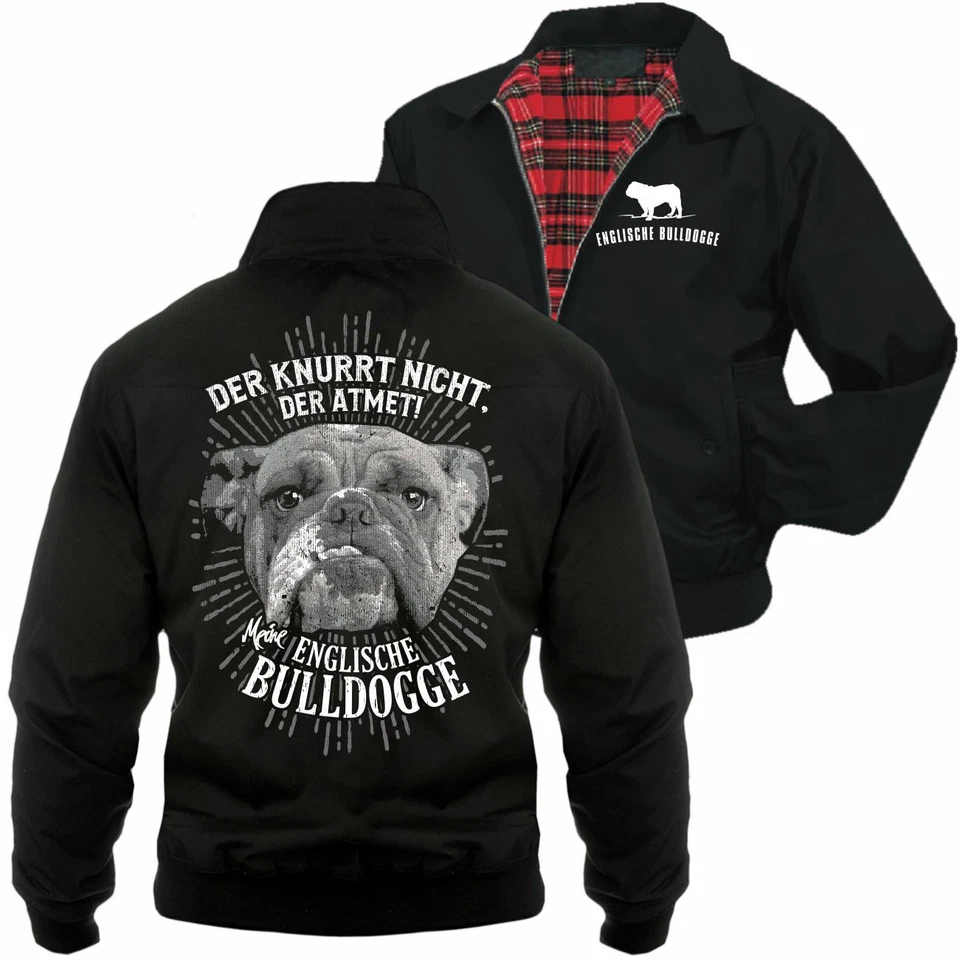 Herren Harrington Jacke Englische Bulldogge Der knurrt nicht der atmet bulldog - Bild 1 von 1