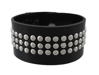 Zeckos Black Vinyl Wristband with Small Chrome Studs - Image 1 of 4