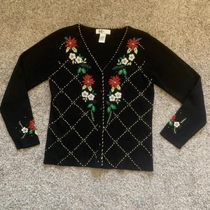 Kikit Weihnachts Strickjacke Pullover Damen Medium Holiday bestickt - Bild 1 von 8