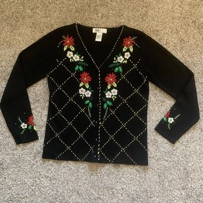 Kikit Navidad Cárdigan Suéter Mujer’s Mediano Vacaciones Bordado Foto 1 de 4