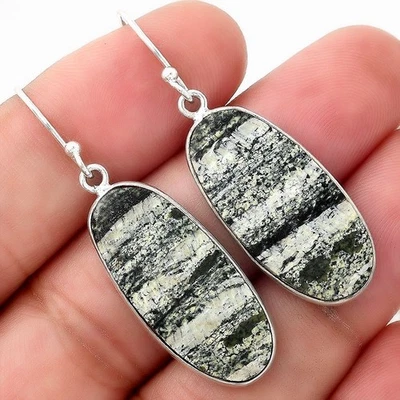 Natural Chrysotile 925 Sterling Silver Earrings Jewelry E-1001 - Image 1 of 4