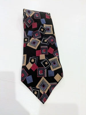 Linee Moda Corbata de Seda Ambiente Retro Patrón Geométrico Hecho en Italia  Foto 1 de 4