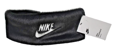 Nike Faux Fur Fleece Lined Logo Headband Wrap Ear Warmer Black New! NWT - Image 1 of 4