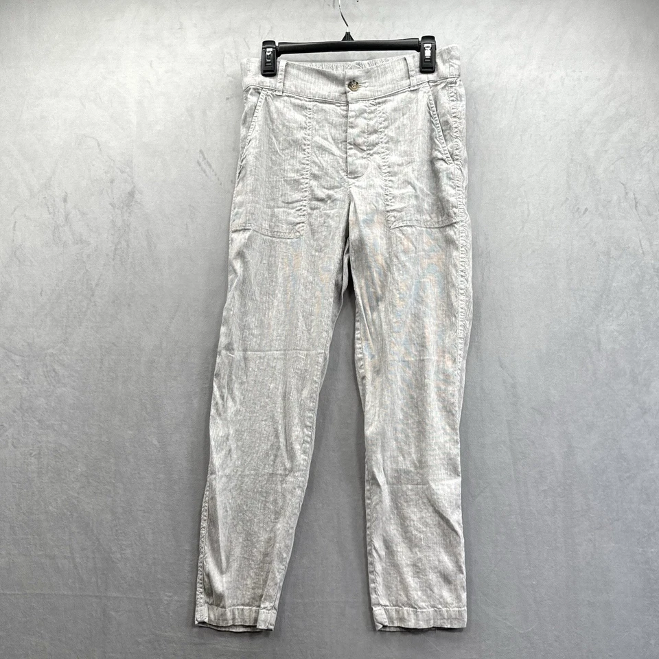 Pantalones Lou & Gris Gris 100% Lino Pierna Recta Talla Pequeña Botón Mosca Pierna Cónica Foto 1 de 4