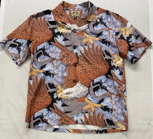 Mui Mui Bald Eagle Print Shirt Engraved Button 100% Silk size Medium - Picture 1 of 8
