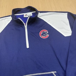 Chicago Cubs MLB Majestic 1/4 Zip Embroidered Pullover Size 4XLT - Big & Tall - Picture 1 of 8