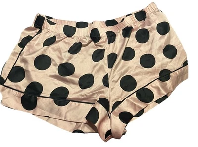 Pantalones cortos de pijama Victoria's Secret para mujer rosa negro satinado a lunares talla XL Foto 1 de 4