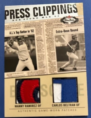 2003 Fleer Box Score "Press Clippings" Dual Patch Ramirez/Beltran 009/150 - Image 1 of 2