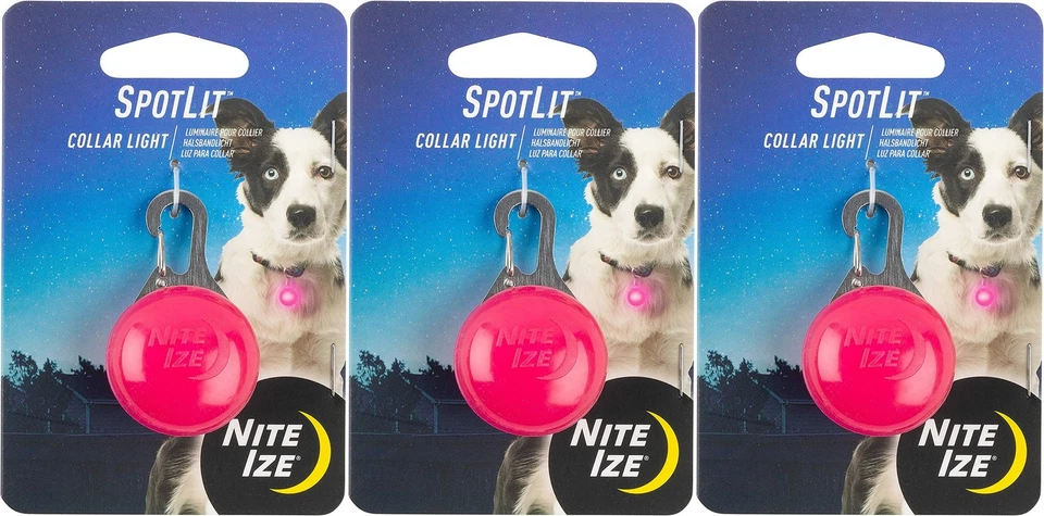 Nite Ize SpotLit LED Collar Light Glows Flashes Pink