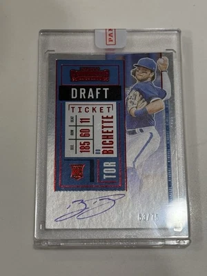 2020 Panini Contenders - Rookie Ticket Bo Bichette Draft Ticket Red /75 (AU, RC) - Image 1 of 4