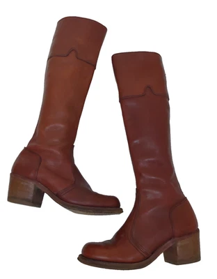 DEXTER BOOTMAKERS 5.5 Boots Vtg 70s Campus Rust Brown Leather Western - Image 1 of 4