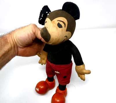 1930'S KNICKERBOCKER STUFFED 12" DISNEY MICKEY MOUSE DOLL W/ COMPOSITION SHOES - Image 1 of 4