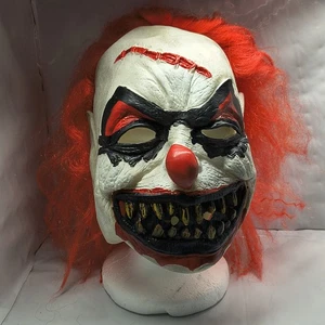 Spirit Halloween Latex Creepy Clown Mask w/Attached Red Wig - Picture 1 of 7