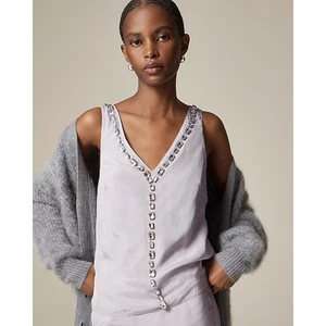 Neu mit Etikett J. Crew Large Collection Tanktop mit Kristallverzierung Lila - Bild 1 von 8