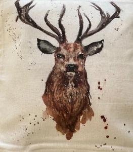Stag Deer 16 x 16 inch Linen Zipped Cushion Cover Hand Made in UK - Picture 1 of 3