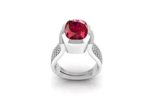 9.25 Ratti 8.00 Carat Natural Ruby Manik 92.5 strelling Silver Ring Certified - Picture 1 of 8