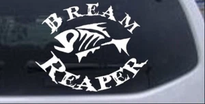 Calcomanía de ventana Bream Reaper hueso barco de pesca camión camión pegatina blanca 6X7,5 - Imagen 1 de 1