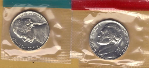 1973-P&D UNCIRCULATED BU JEFFERSON NICKELS IN MINT SET CELLO (2 coins) Cover