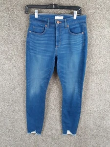 Ann Taylor LOFT Curvy Skinny Jean Women 4/27 Blue Denim Raw Hem Stretch Mid Rise - Picture 1 of 12