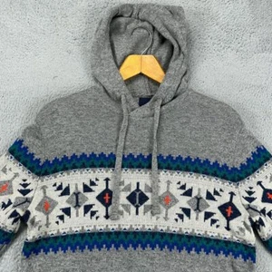 American Eagle Hoodie Sweater Mens Medium Grey Wool Blend Aztec Southwestern - Picture 1 of 10