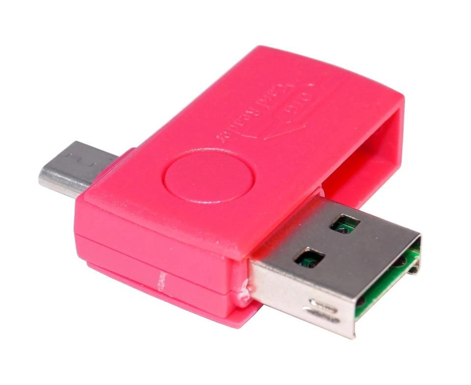 OTG microSD USB Cardreader Kartenleser für Smartphone Tablet SDHC Card Magenta - Bild 1 von 1