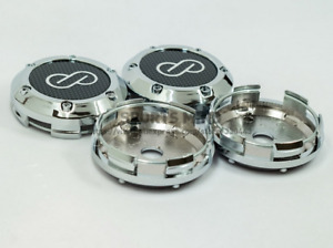 4x66mm Enkei Emblems Wheel Center Caps Hubcaps Rim Caps Badges Silver Carbon