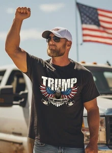 Trump Take America Back Missed Me Never Surrender 45 47 MAGA Flag Eagle T-Shirt - Picture 1 of 16
