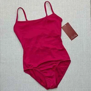 MIRELLA Rouleaux Lattice Back Cami Leotard Deep Rose Pink Small - NEW with tags - Picture 1 of 10