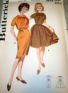 *BELLISSIMO ABITO VINTAGE ANNI 50 RAGAZZA BUTTERICK modello cucito anni 12/31 FF - Foto 1 di 1