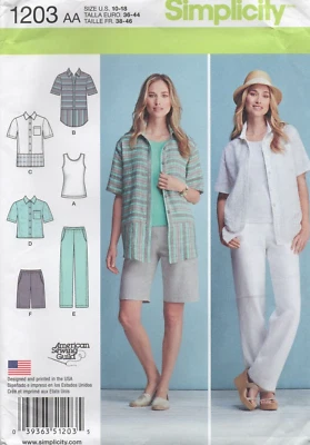 Simplicity Sewing Pattern 1203 Shirt Trousers and Knit Vest Top Size 10 - 18 New - Image 1 of 4