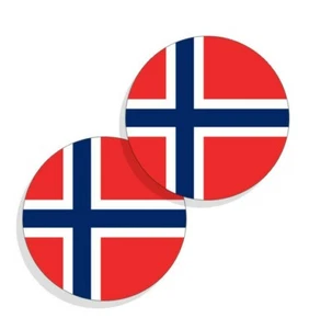 Norway Flag Stickers Flag Decals Vinyl Stickers Round Set of 4 Norway - Picture 1 of 4