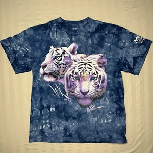Rainforest Cafe T-Shirt Mens Large Blue Tie Dye Purple Tigers MGM Grand Vegas - Picture 1 of 11