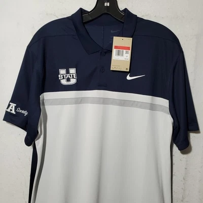 Camisa polo de golf Utah State Aggies para hombre grande azul gris NCAA College Nike Dri-FIT Foto 1 de 4