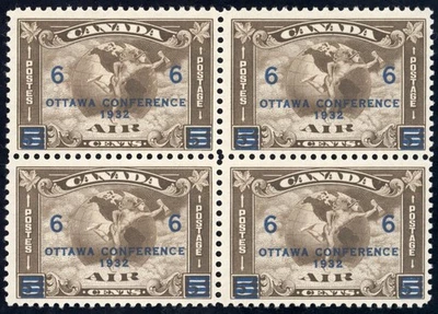 Canadá Scott C4 Como Nuevo NH OG 2x2 Bloque 6c en 5c DK MARRÓN 1932 Lote K038 sellos bhmstamps Foto 1 de 2