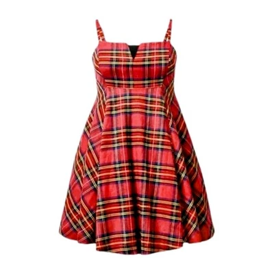 Betsey Johnson Torrid Xmas Red Plaid Babydoll Dress Plus Sz 20 Lolita Goth Punk - Image 1 of 4