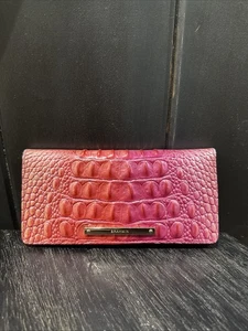 Brahmin Melbourne ADY Slim Lthr Bifold Wallet CUPID OMBRE Pink Magenta Coral EUC - Bild 1 von 8