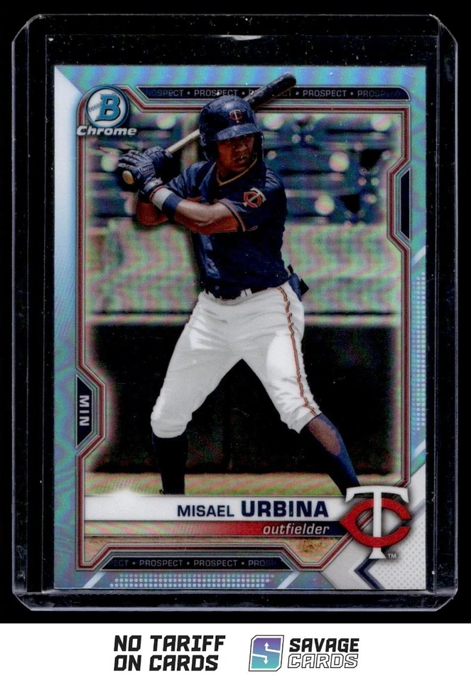 2021 Bowman Draft Chrome Blue Refractor Misael Urbina #BDC-68 Minnesota Twins - Image 1 of 3