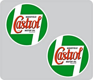 Pegatina/calcomanía de aceite de motor CASTROL Wakefield, deportes de motor clásicos 2 x 200 mm de diámetro - Imagen 1 de 4