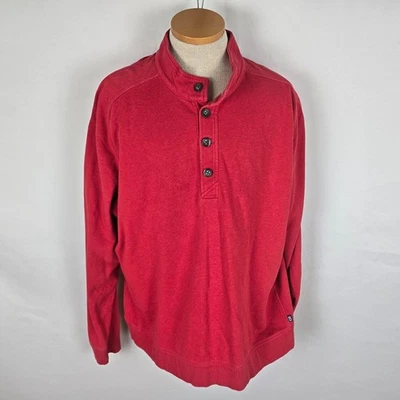 Cutter & Buck Knit Sweatshirt Men's XXL 3 Button Long Sleeve Mock Neck Red - Image 1 of 4