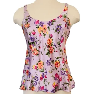 1990s Victoria’s Secret Silk Lilac Purple Camisole Rose Floral Cami Tank Top M - Bild 1 von 7