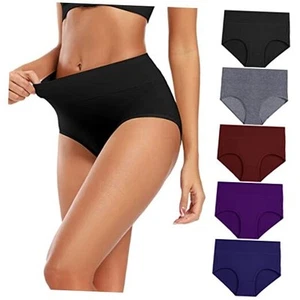 Women's Cotton Underwear High Waisted Full Coverage Large Multicolor-5pack-a1 - Picture 1 of 5